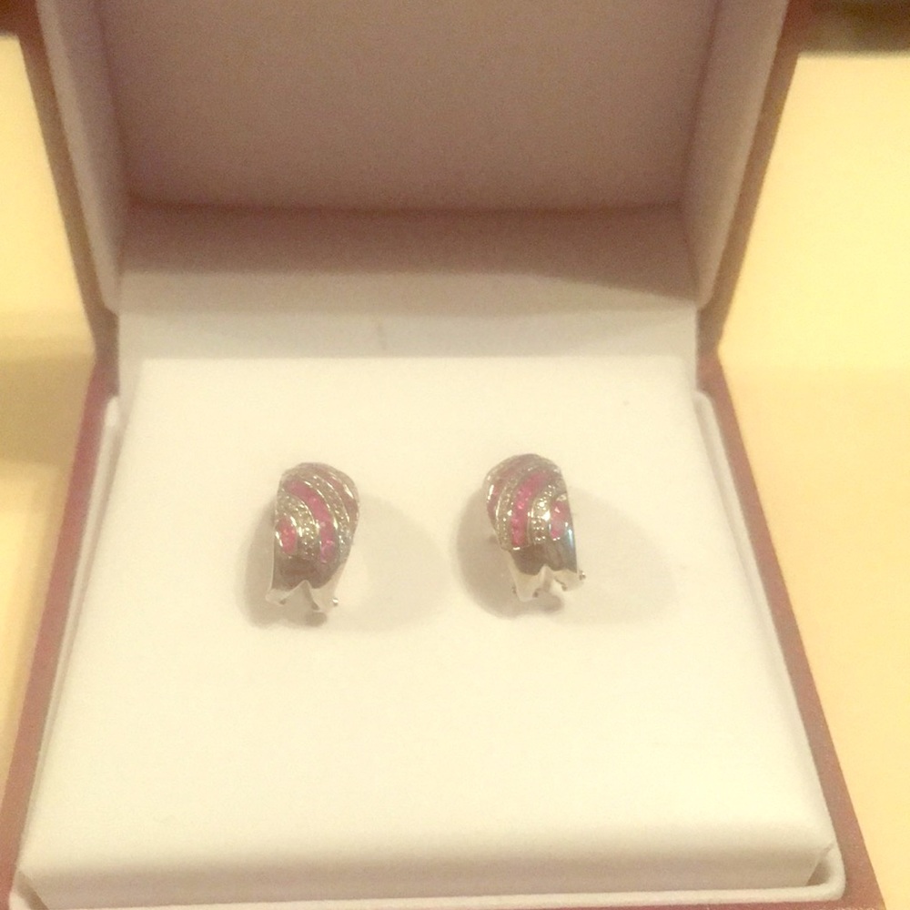 Helzberg ruby and diamond earrings